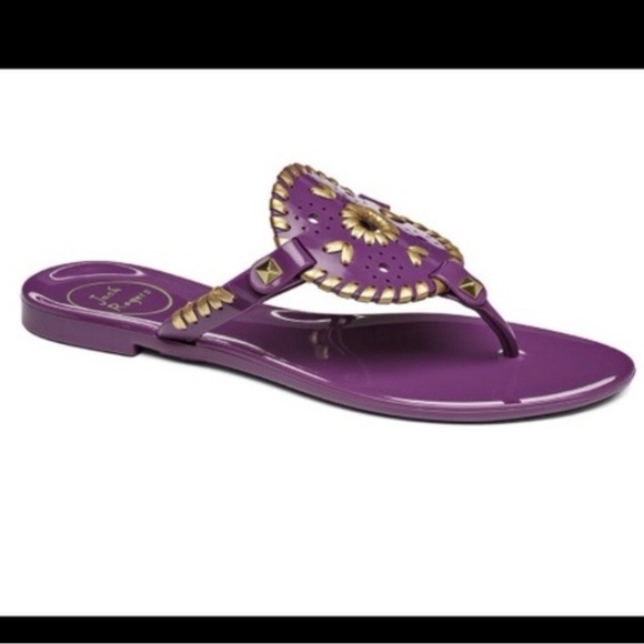 Jack Rogers Georgica jelly purple and gold medallion sandals - Picture 1 of 9
